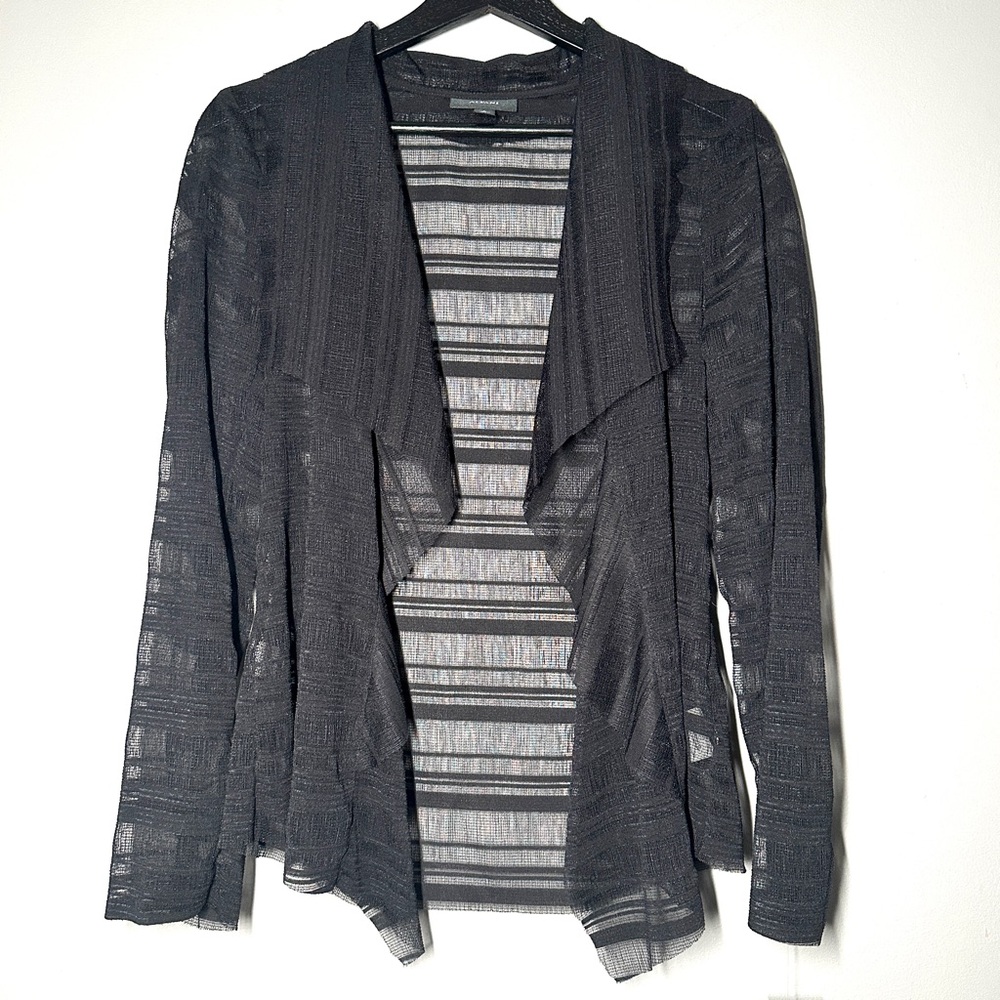 NWT Black Draped Sheer Open Front Cardigan Size Small